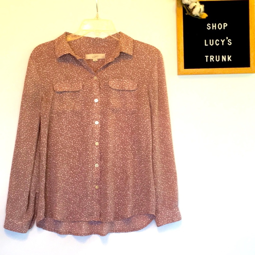 ANN TAYLOR LOFT Blush Pink and White Women’s Top